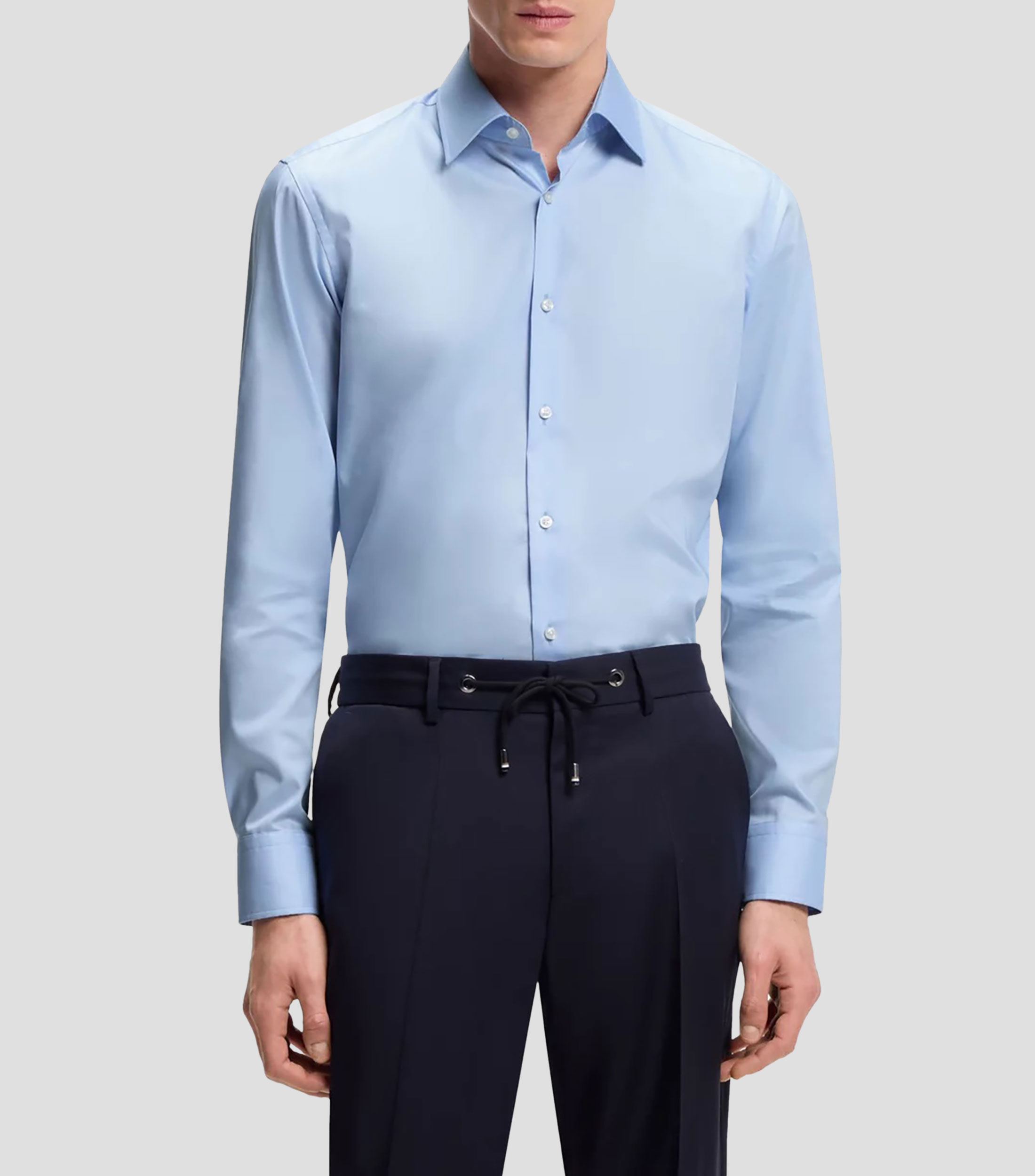 Camisa de vestir lisa manga larga Hombre